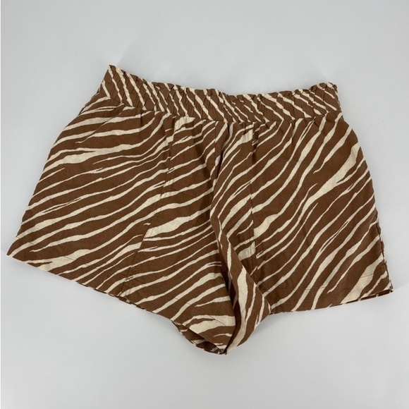A New Day Shorts Brown Zebra Stripe Plus Size Pull On Pockets Linen Blend SZ XXL - Picture 4 of 4
